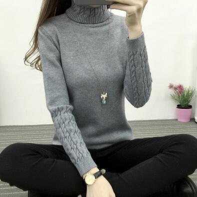 Fine knit sweater for women with high collar and cable knit pattern Lune London