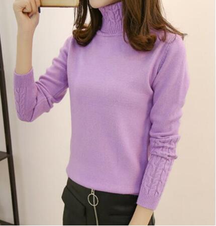 Fine knit sweater for women with high collar and cable knit pattern Lune London