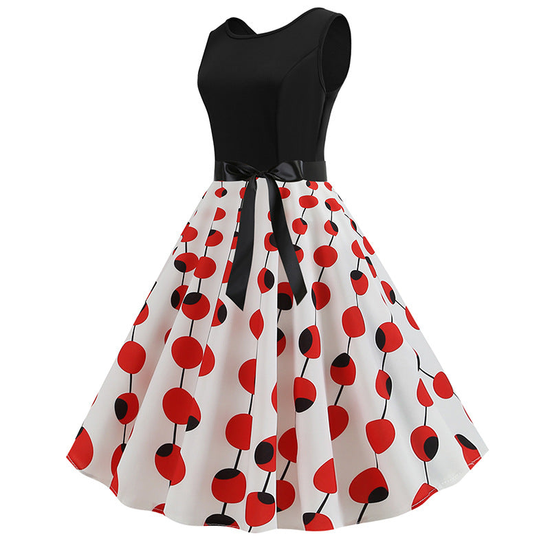 Robe swing pour femmes avec motif à pois et jupe évasée Chic & Stil