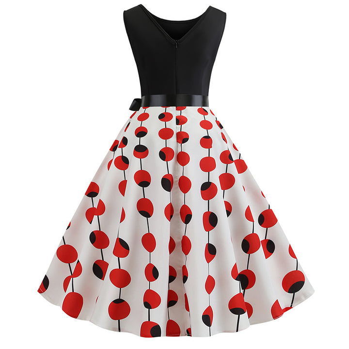 Robe swing pour femmes avec motif à pois et jupe évasée Chic & Stil