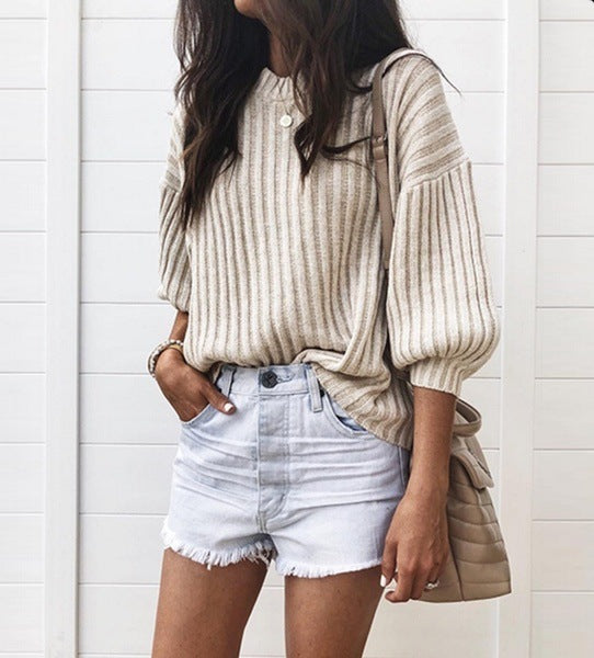 Knit sweater for women with a modern ribbed design and a relaxed fit Lune London