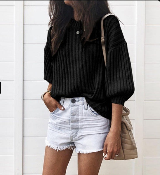 Knit sweater for women with a modern ribbed design and a relaxed fit Lune London
