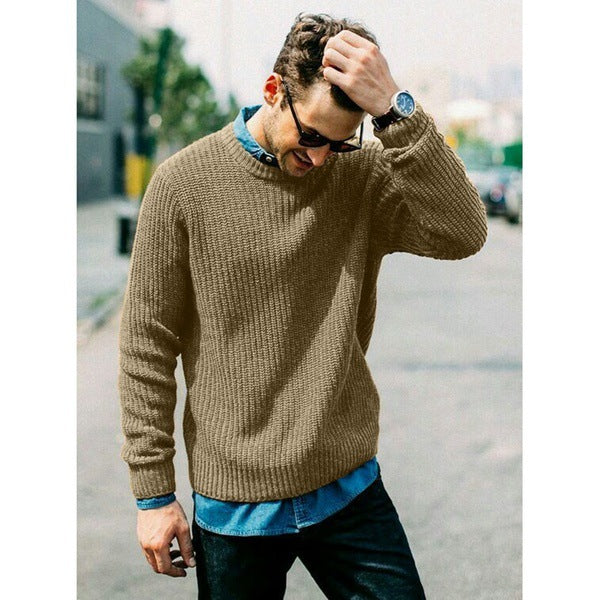 Lune London | Men's chunky knit crew neck sweater with casual fit