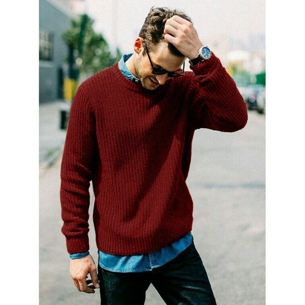 Lune London | Men's chunky knit crew neck sweater with casual fit