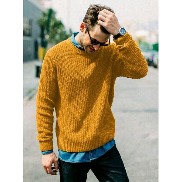Lune London | Men's chunky knit crew neck sweater with casual fit