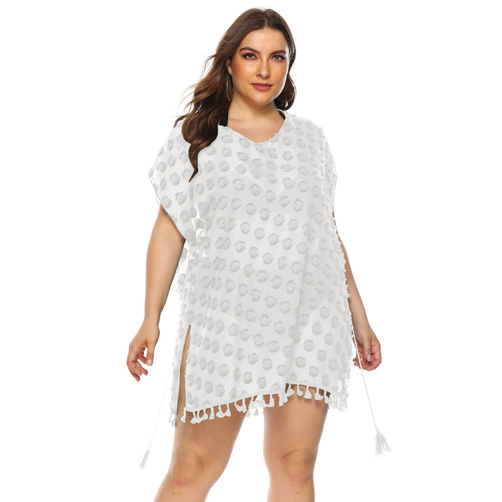Ladies Elegant Fringe-Border Beach Cover Lune London