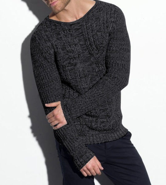Chunky knit sweater for men with textured cable design and casual round neck Lune London
