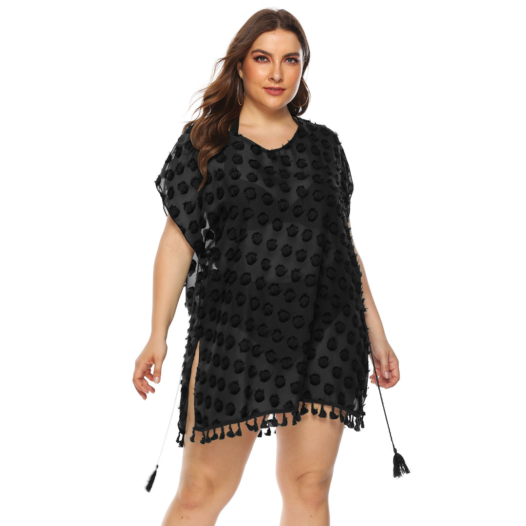 Ladies Elegant Fringe-Border Beach Cover Lune London