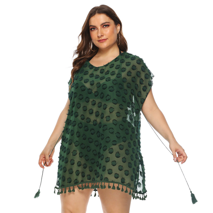 Ladies Elegant Fringe-Border Beach Cover Lune London