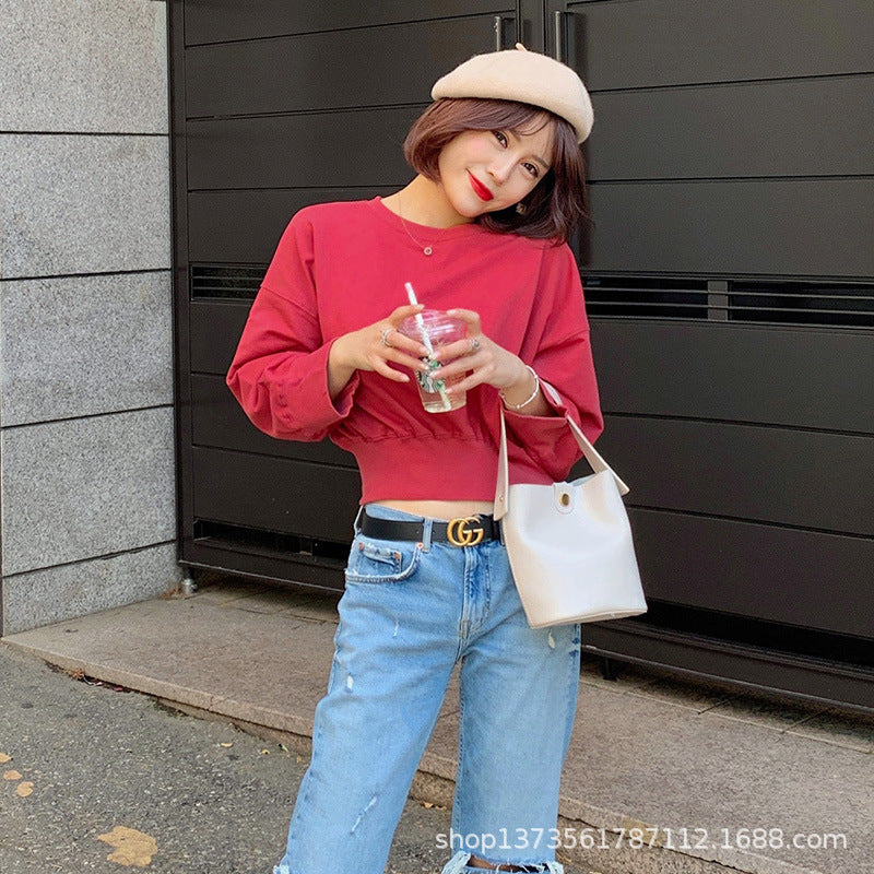 Pull court rayé pour femmes avec manches ballon Chic & Stil