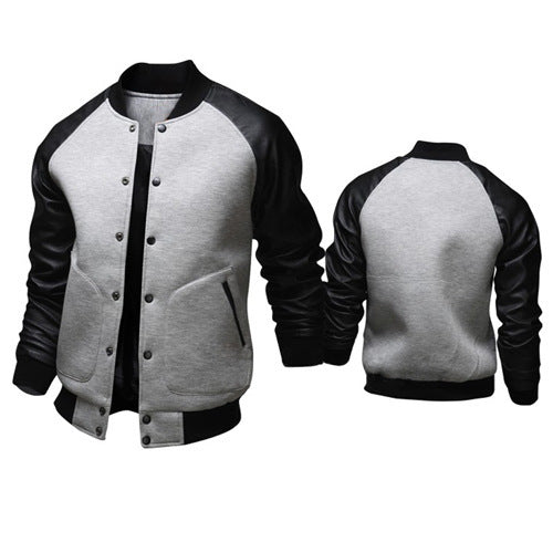 Casual bomber jacket for men with faux leather sleeves and snap buttons Lune London