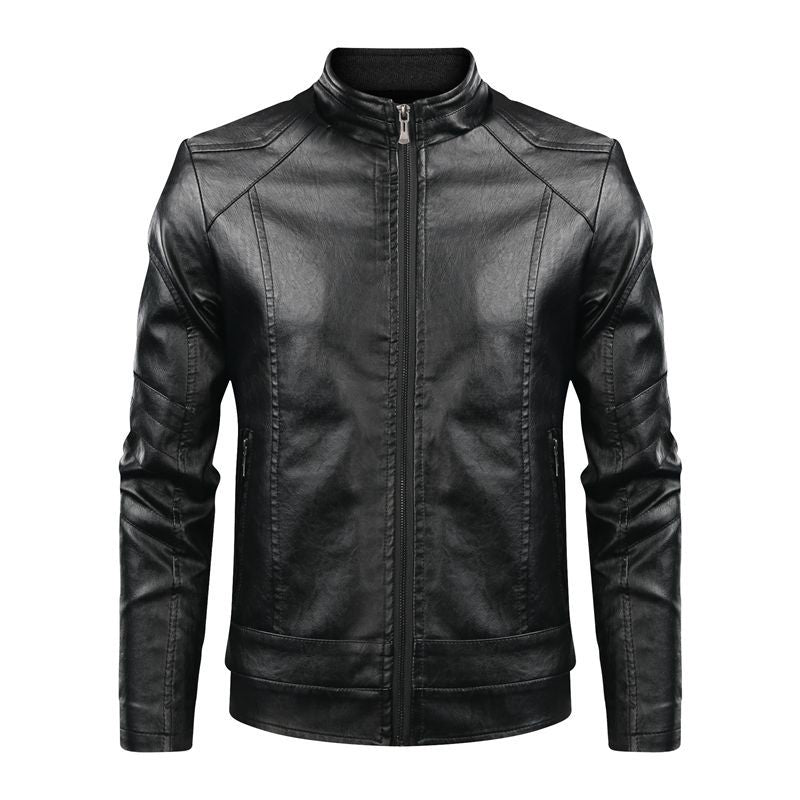 Men's faux leather jacket with modern chic and style accents