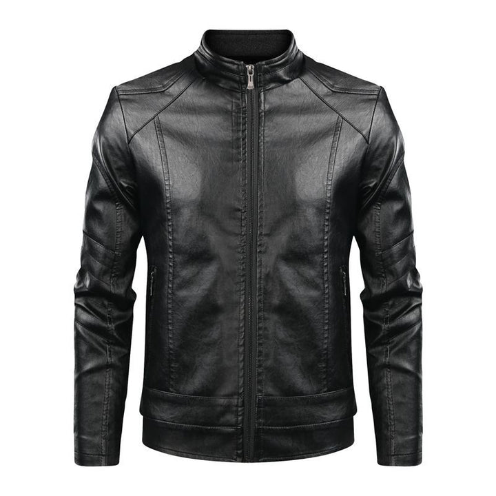 Men's faux leather jacket with modern chic and style accents
