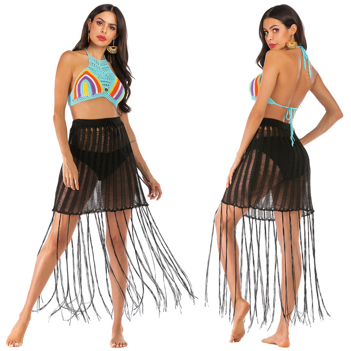 Fringe crochet beach skirt for women Lune London