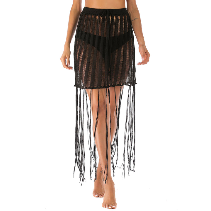 Fringe crochet beach skirt for women Lune London