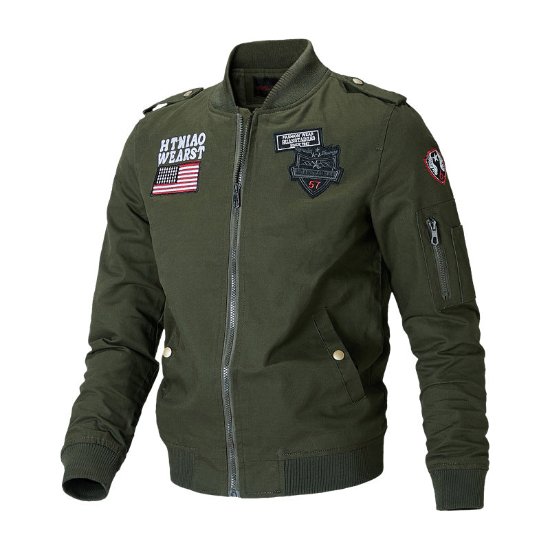 Men's bomber jacket with practical pockets and embroidered appliqués Moon London
