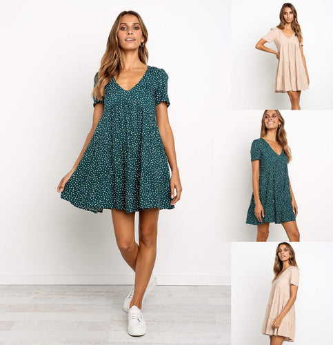 Robe en coton à manches courtes etjouable pour femme avec jupe volumineuse Chic & Stil