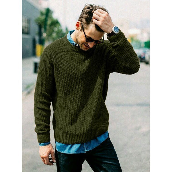Lune London | Men's chunky knit crew neck sweater with casual fit