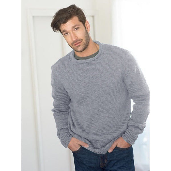 Chunky knit sweater for men with round neck and structured design Lune London