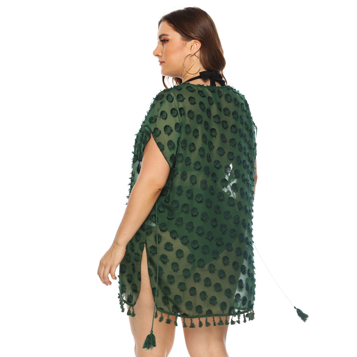 Ladies Elegant Fringe-Border Beach Cover Lune London