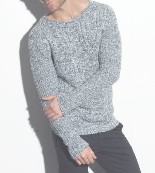 Chunky knit sweater for men with textured cable design and casual round neck Lune London