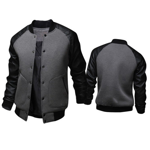 Casual bomber jacket for men with faux leather sleeves and snap buttons Lune London