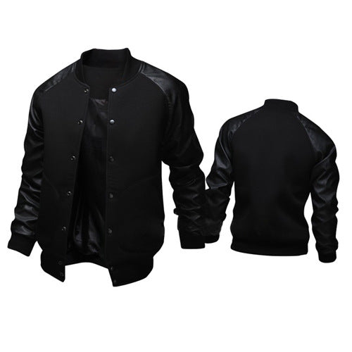 Casual bomber jacket for men with faux leather sleeves and snap buttons Lune London