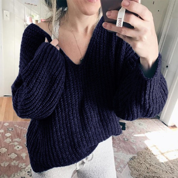 Lune London casual V-neck fluffy sweater with wide sleeves for ladies
