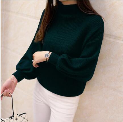 Women's sweater with voluminous sleeve finishes and a high collar Lune London