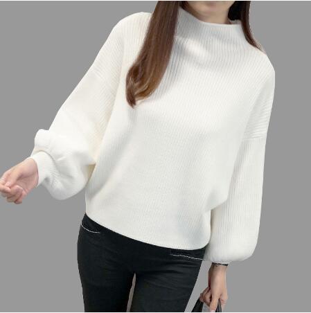 Women's sweater with voluminous sleeve finishes and a high collar Lune London