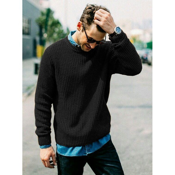 Lune London | Men's chunky knit crew neck sweater with casual fit