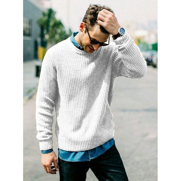 Lune London | Men's chunky knit crew neck sweater with casual fit