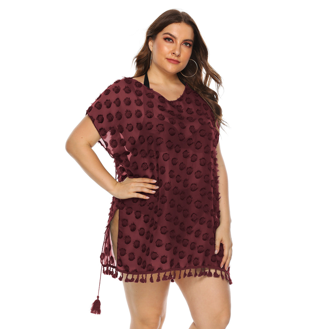 Ladies Elegant Fringe-Border Beach Cover Lune London