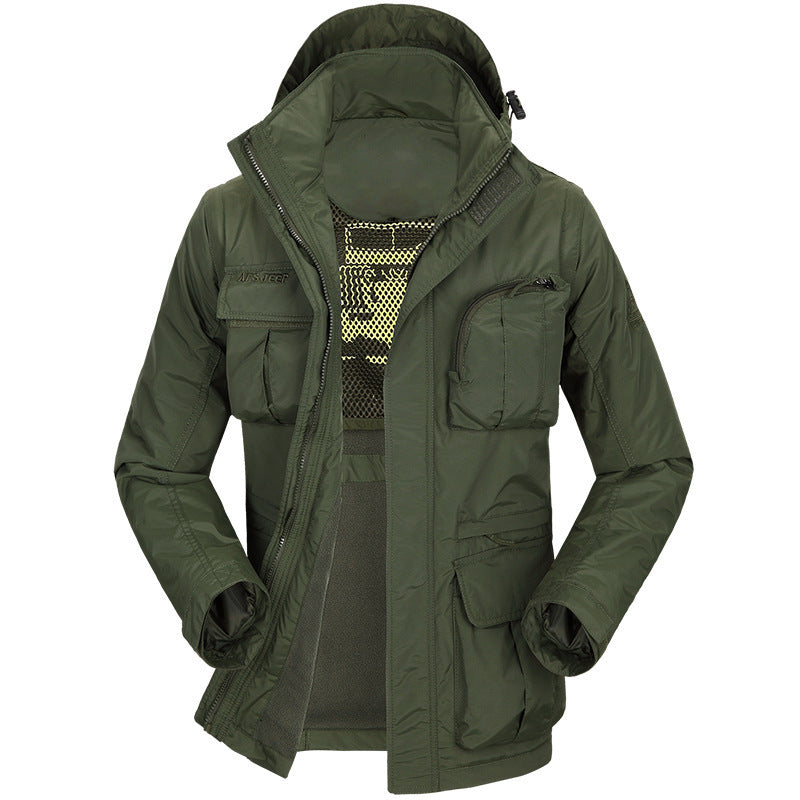Multifunctional outdoor jacket for men with removable inner lining Lune London