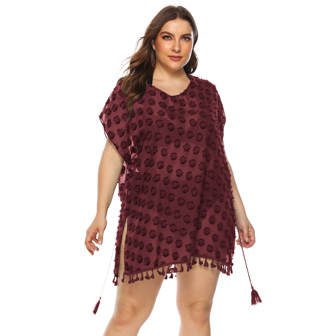 Ladies Elegant Fringe-Border Beach Cover Lune London