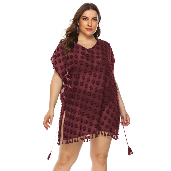 Ladies Elegant Fringe-Border Beach Cover Lune London