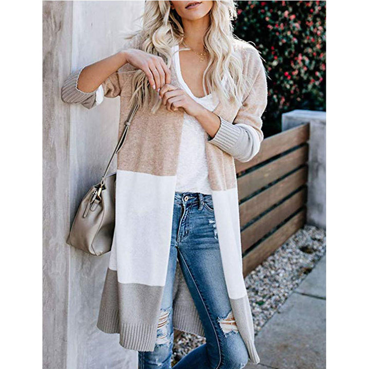 Cardigan à manches longues pour femmes dans un design de blocs de couleurs modernes Chic & Stil
