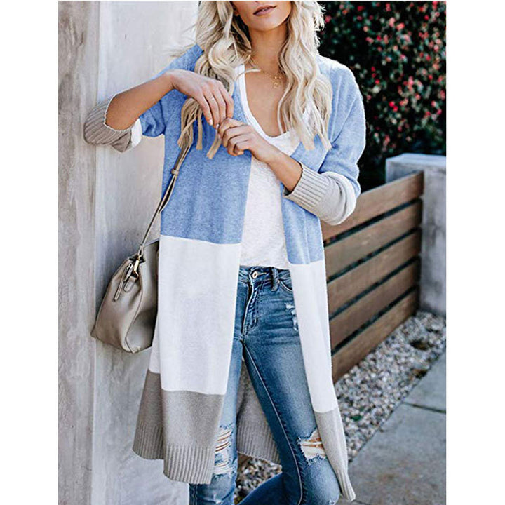 Cardigan à manches longues pour femmes dans un design de blocs de couleurs modernes Chic & Stil