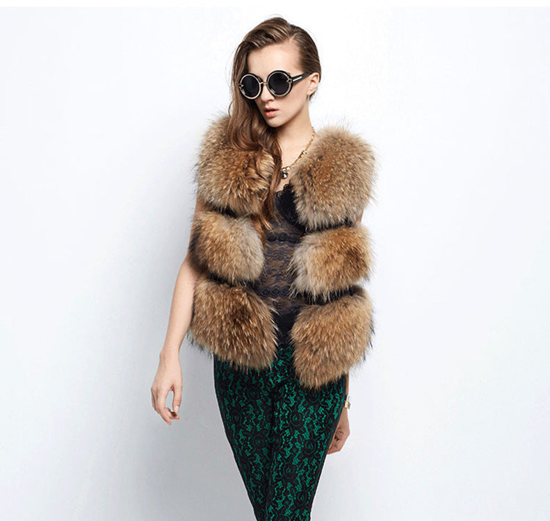 Ladies Noble faux fur vest with a trendy volume and a luxury chic finish