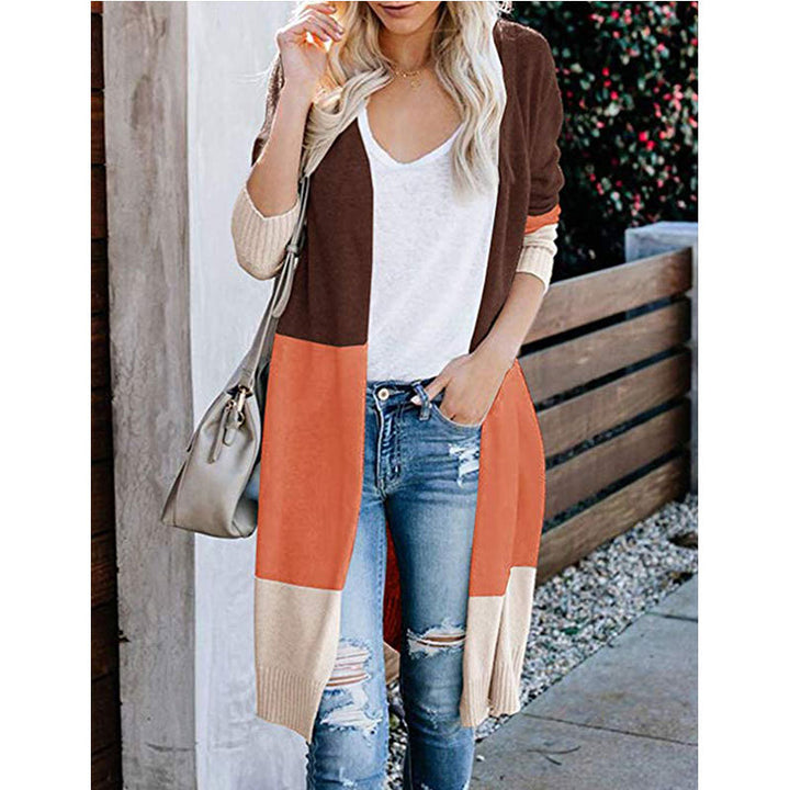 Cardigan à manches longues pour femmes dans un design de blocs de couleurs modernes Chic & Stil