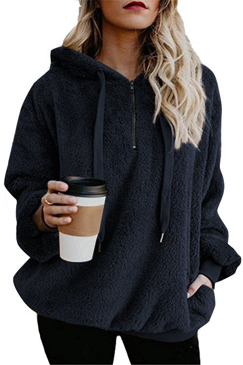Ladies Comfortable Hoodie in Teddy Fleece Lune London