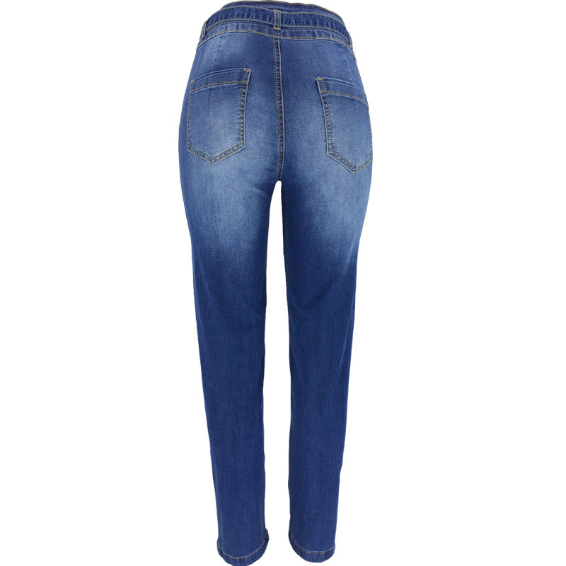 High-waisted women's jeans with trendy tie belt Lune London