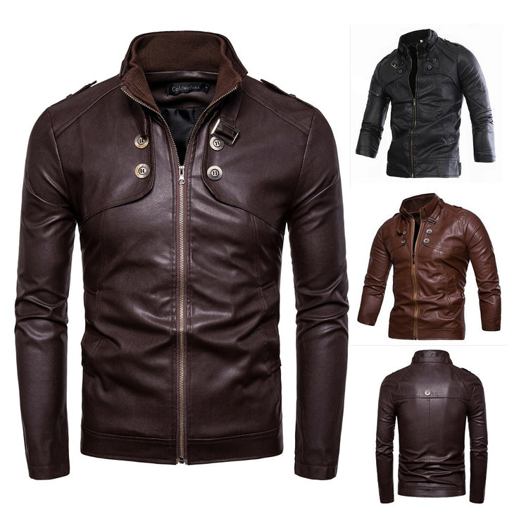 Men's faux leather jacket with asymmetrical zipper and quilted seams Lune London