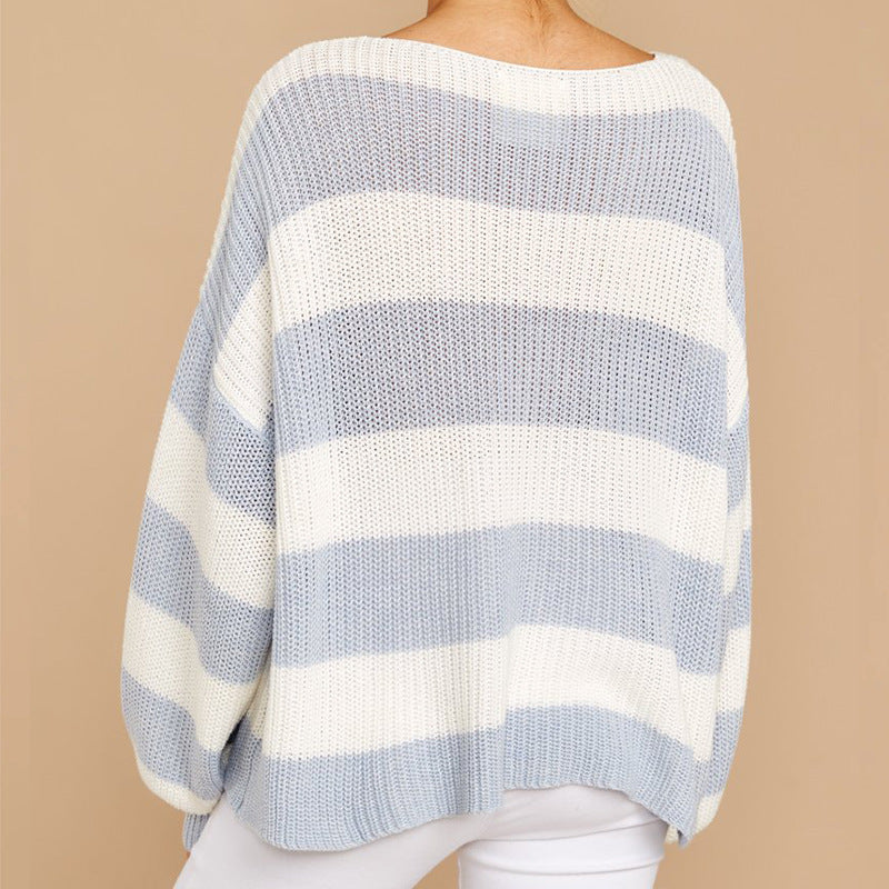 Oversized knit sweater for women with a modern striped pattern and a relaxed fit Lune London