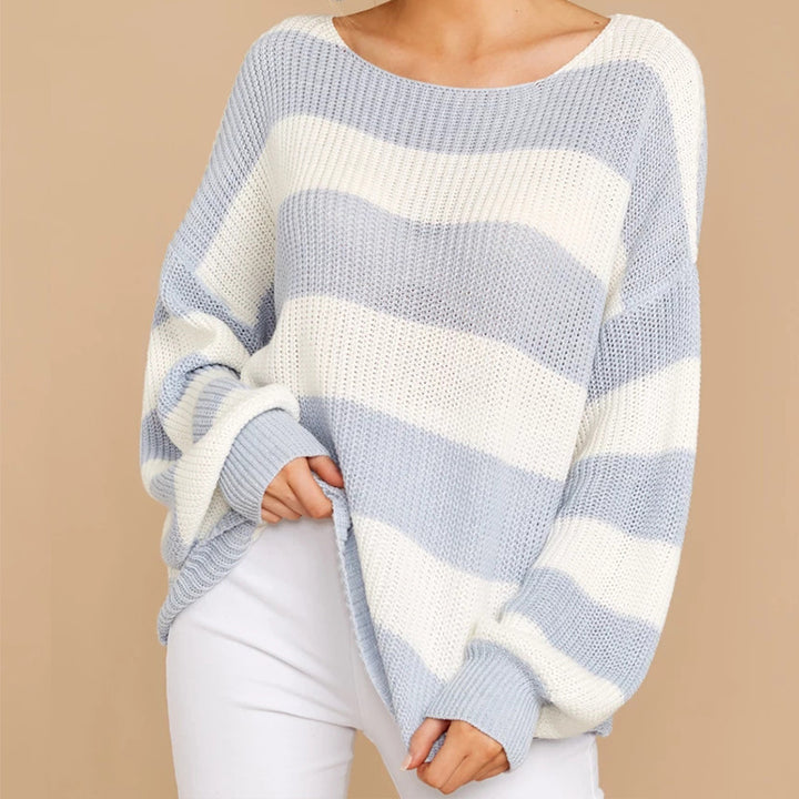 Oversized knit sweater for women with a modern striped pattern and a relaxed fit Lune London