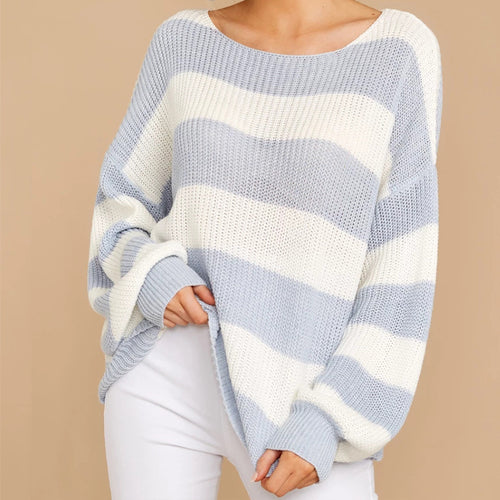 Oversized knit sweater for women with a modern striped pattern and a relaxed fit Lune London