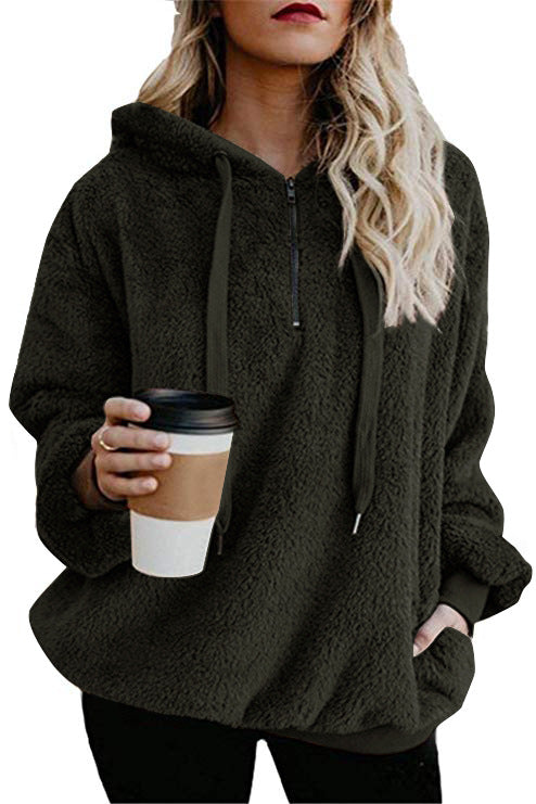 Ladies Comfortable Hoodie in Teddy Fleece Lune London