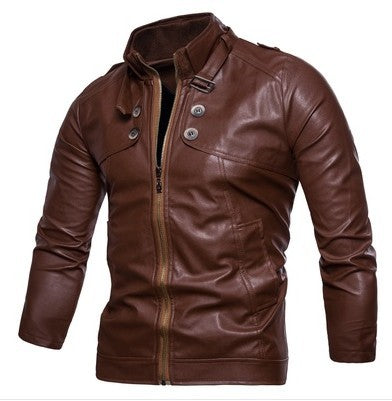 Men's faux leather jacket with asymmetrical zipper and quilted seams Lune London