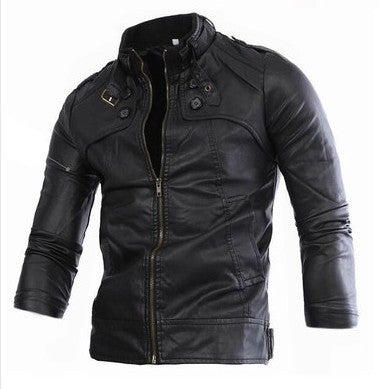 Men's faux leather jacket with asymmetrical zipper and quilted seams Lune London