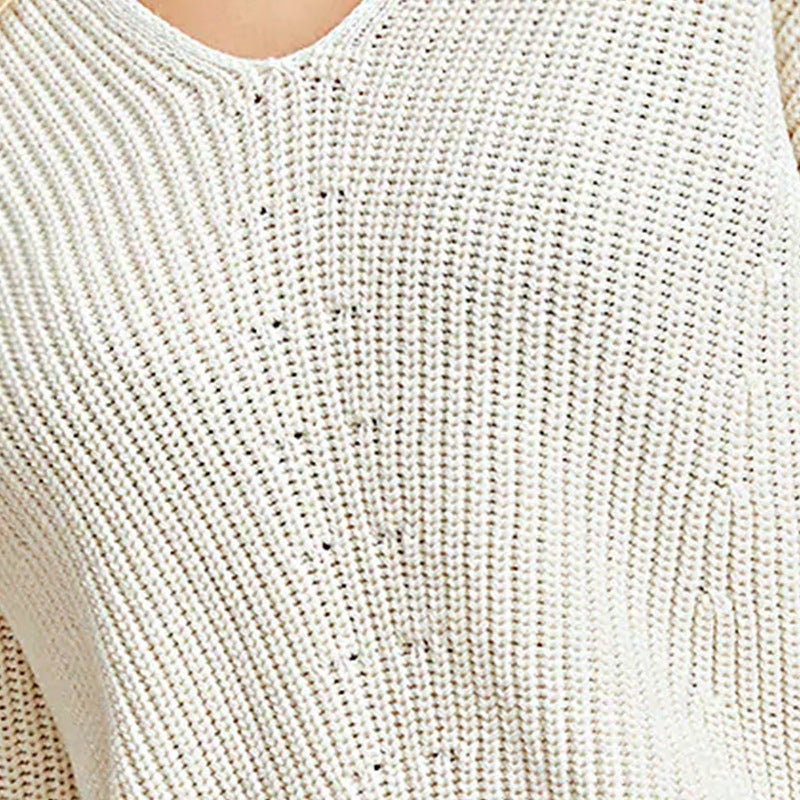 V-neck knit sweater for women with a relaxed fit and fine knit design Lune London